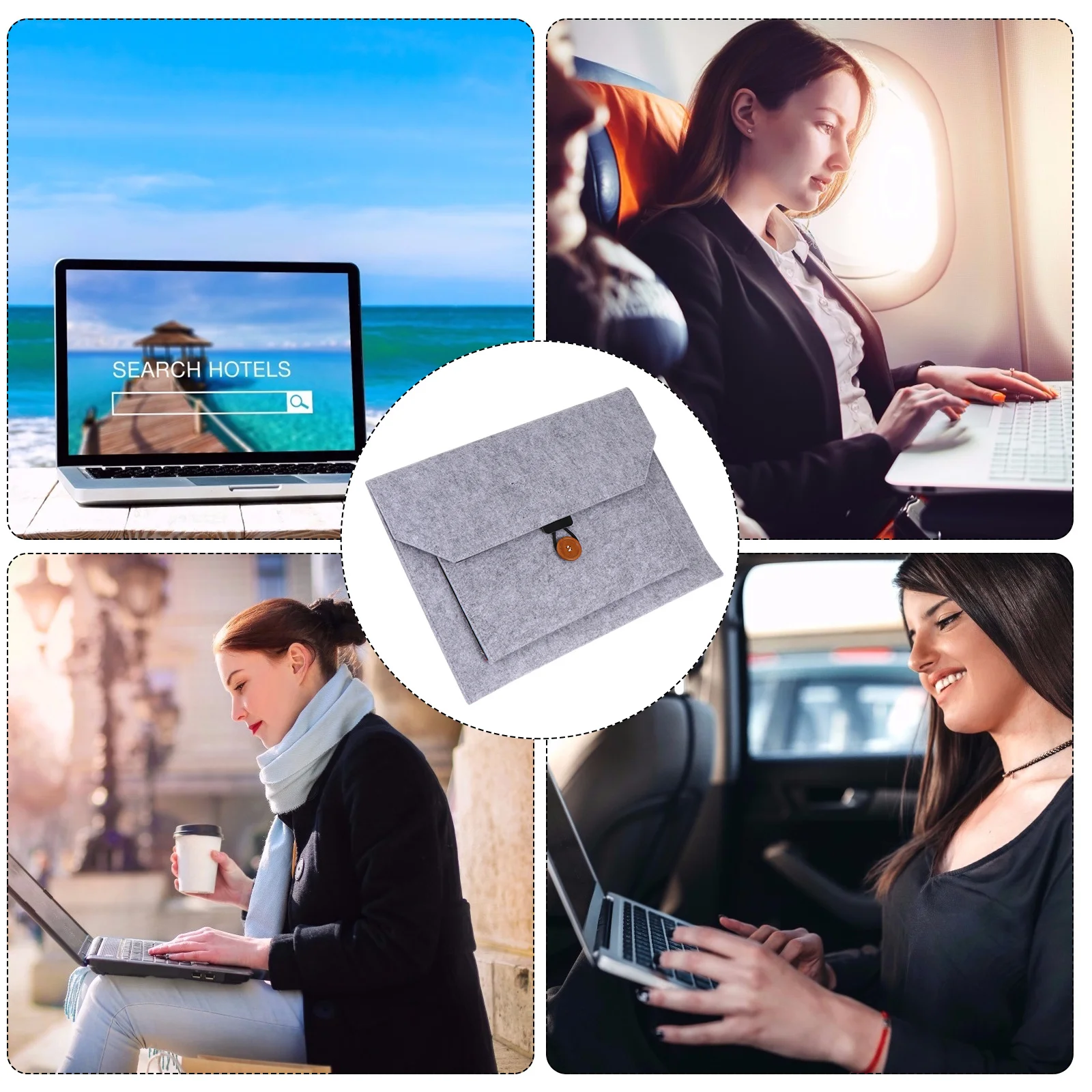 حقيبة كمبيوتر محمول خفيفة الوزن مصنوعة من مادة اللباد مقاومة للصدمات ومضادة للخدش حقيبة كمبيوتر محمولة للسفر والعمل المكتبي