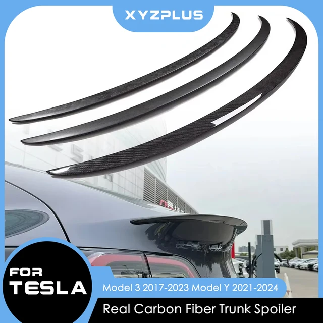 Xyzplus Nowy Spoiler na Klapę Bagażnika do Tesla Model Y 2023 Akcesoria Spoiler Prawdziwe Włókno Węglowe Akcesorium Model 3 2022