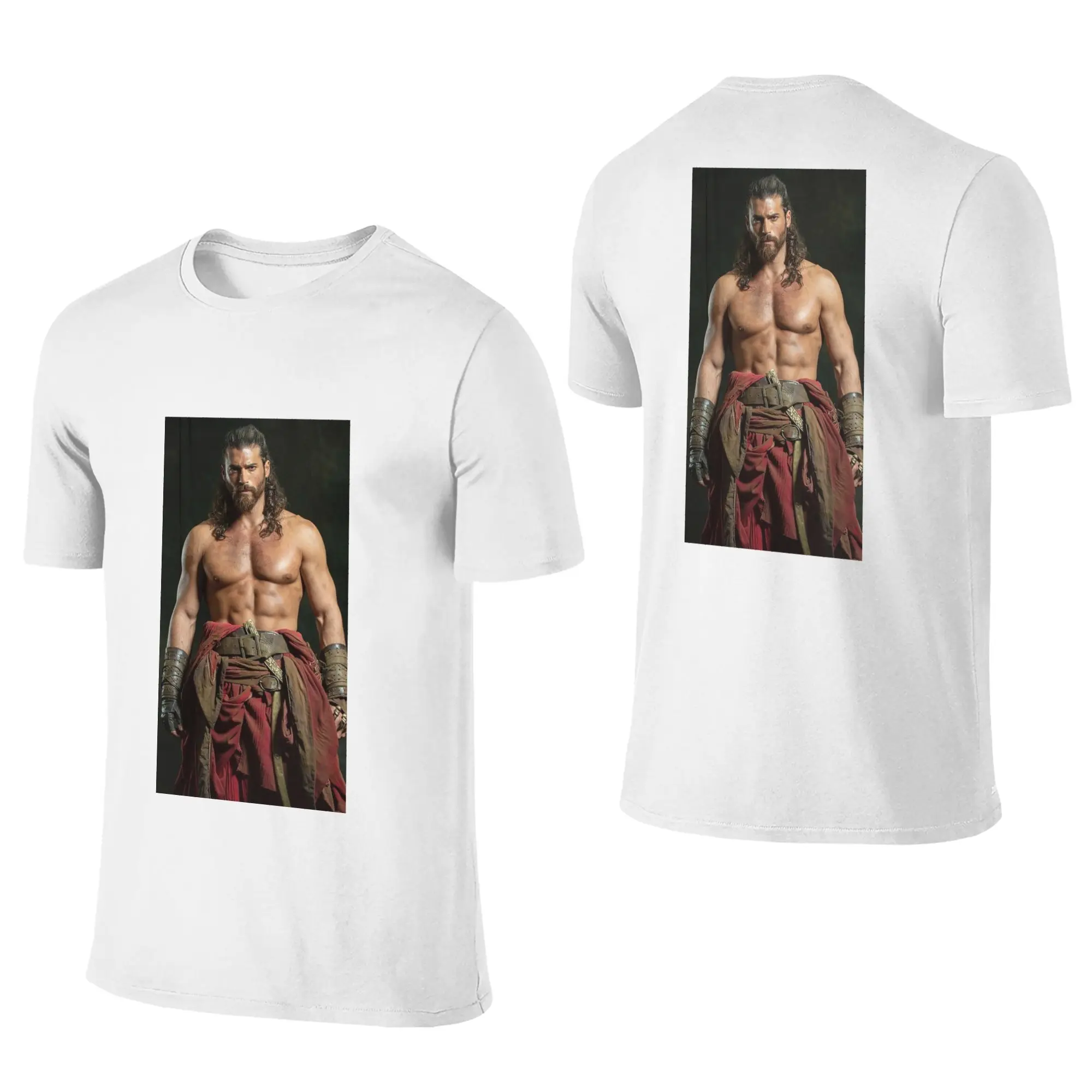 100% Cotton Actor Can Yaman Photo T-Shirt Men's Double Sided T Shirt Men Round Neck Summer Shirts Tops Oversized