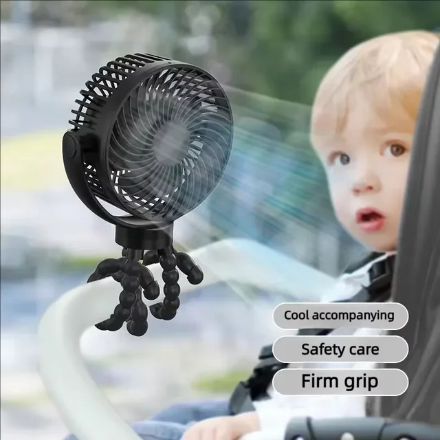 Mini ventilateur de poussette à 3 vitesses pour bébé, avec lumière, Portable, chargeur USB, support pour téléphone Portable, accessoires de poussette, articles pour nouveau-nés 1