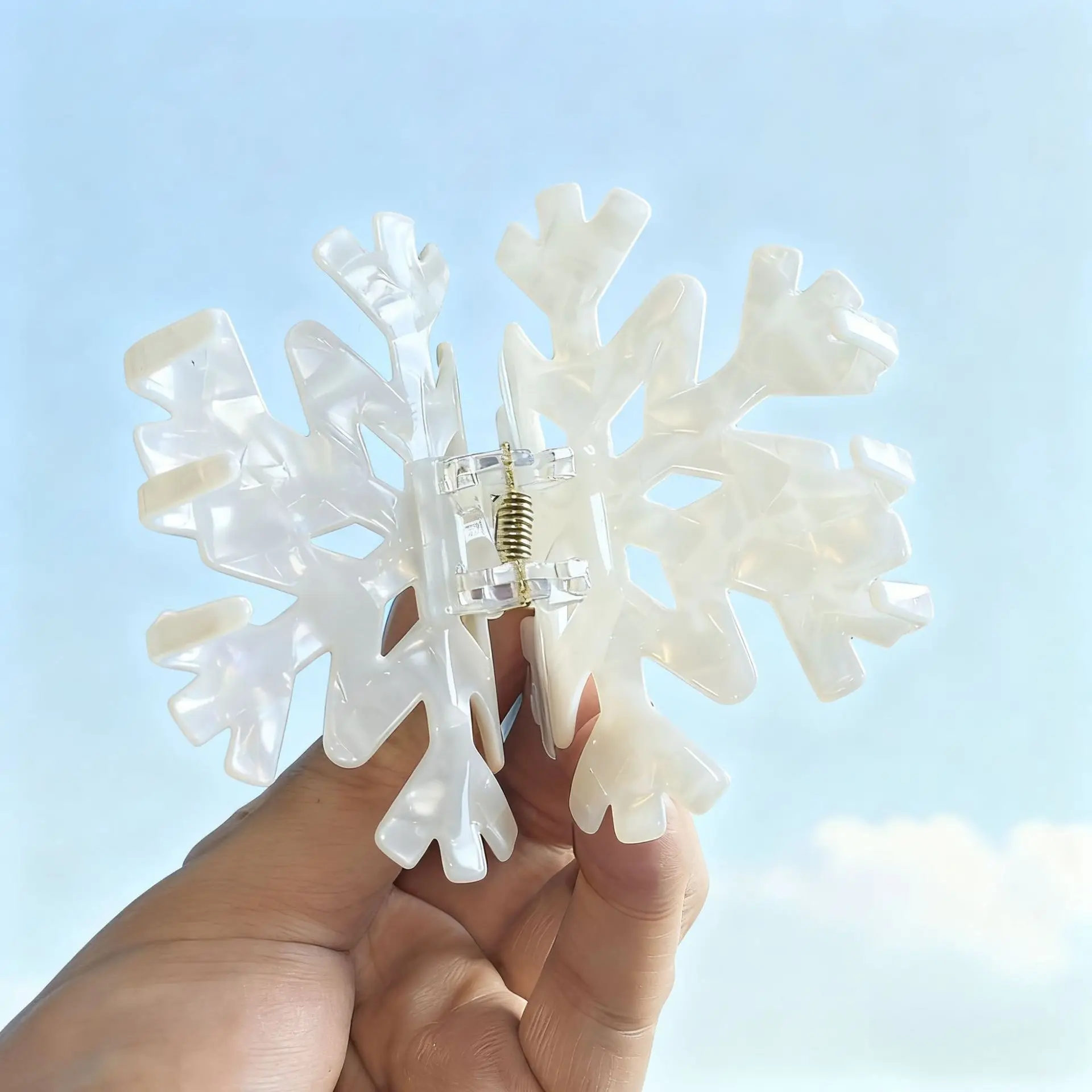 1 große Schneeflocken-Haarspange – robuster Haargriff, elegante Winter-Haarnadel für Frauen, rutschfeste Haarklammer für den Alltag, modisch