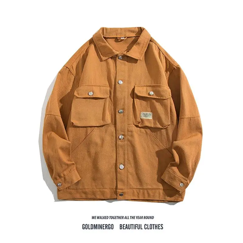 

Свободная повседневная рабочая одежда в стиле ретро в японском стиле, мужская модная хлопковая верхняя одежда Harajuku Wind Pure Color, весенне-осенняя хлопковая верхняя одежда