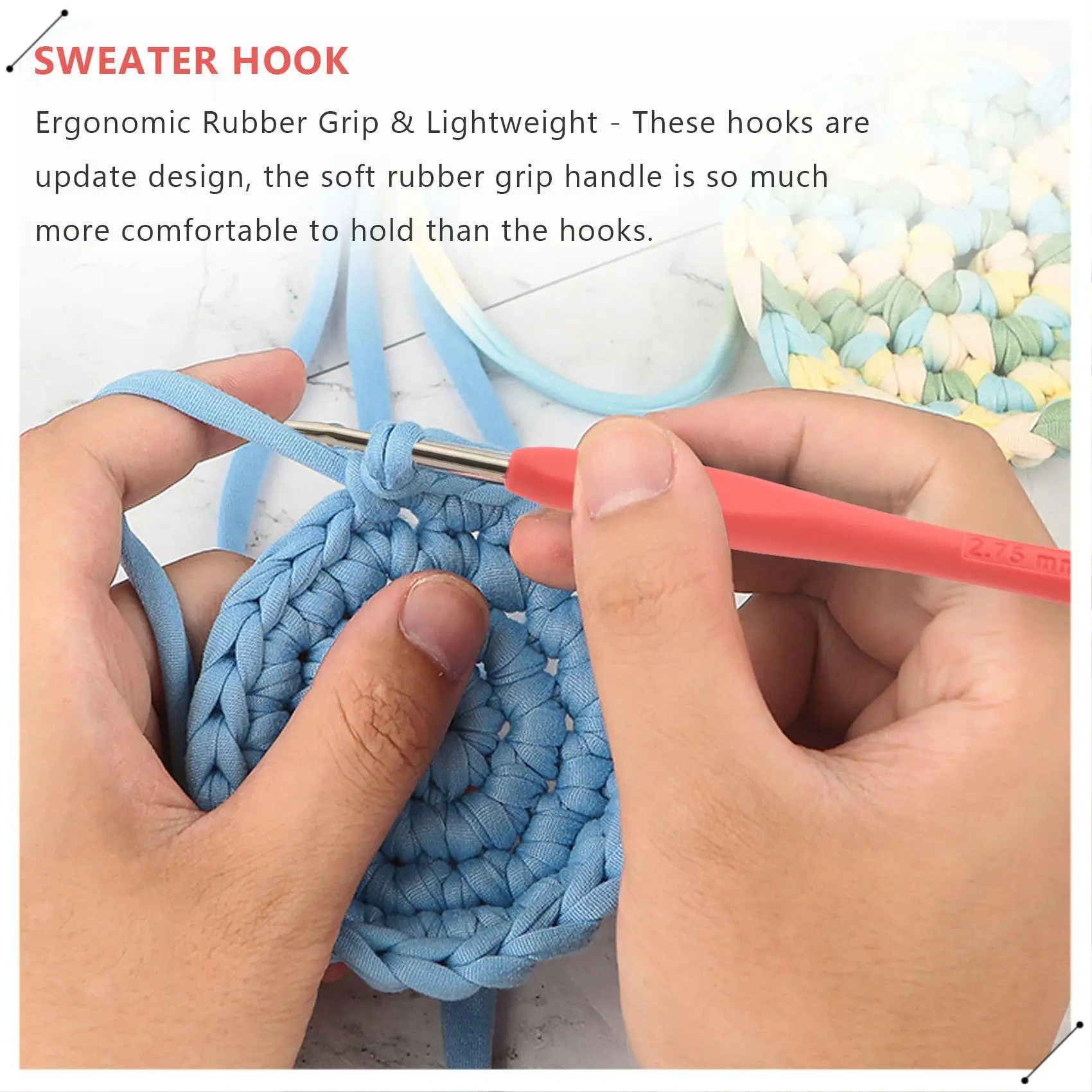10Pcs Small Size Lace Crochet Hooks (0.5-2.75Mm), Ergonomic Crochet Hooks Set With Soft Grip Handle For Thread