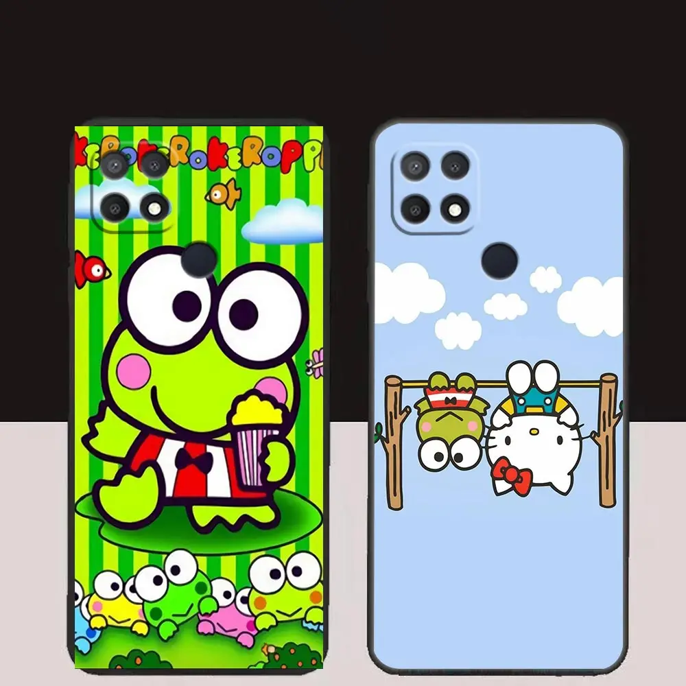 Cute F-Frog K-Keroppi Phone Case For OPPO A98 A95 A96 A97 A94 A93 A92S A91 A78 A74 A58 A57 A55 A53 A15 A16 A17 Case Funda Shell