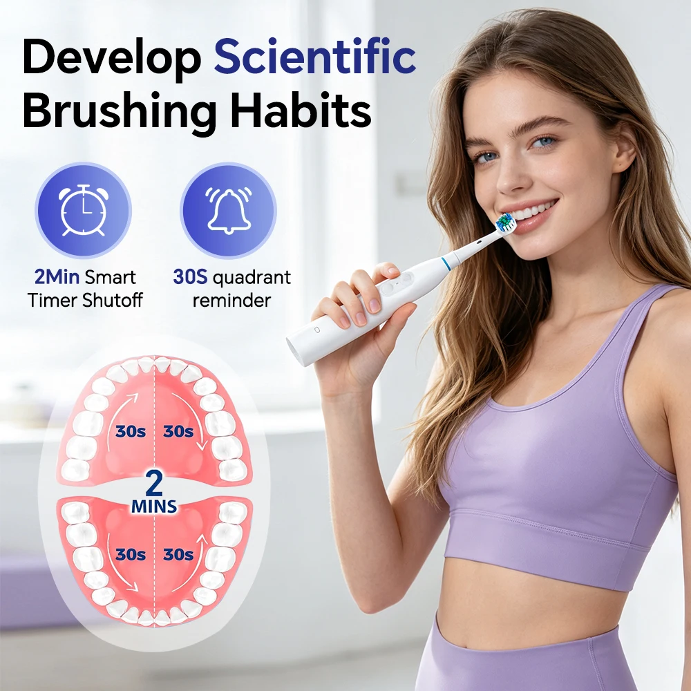 Rotating Electric Toothbrush for Adults, IPX7 Waterproof, 5 Modes, 4 Brush Heads, 2-Min Timer, USB-C Rechargeable