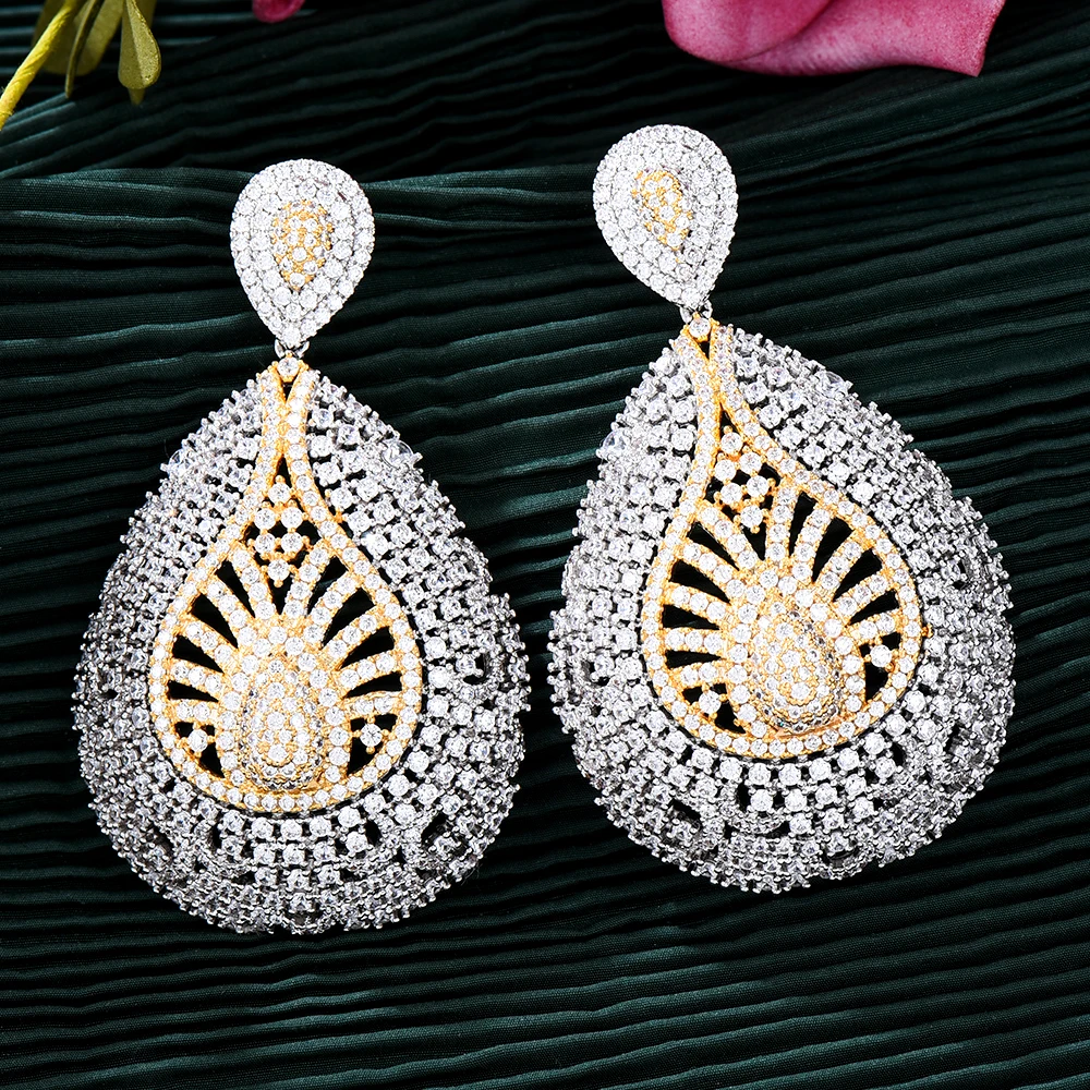 

Missvikki Luxury CZ Big Earrings for Women Wedding Holiday Party OccasionJewelry Unique Design boucle d'oreille femme 2023