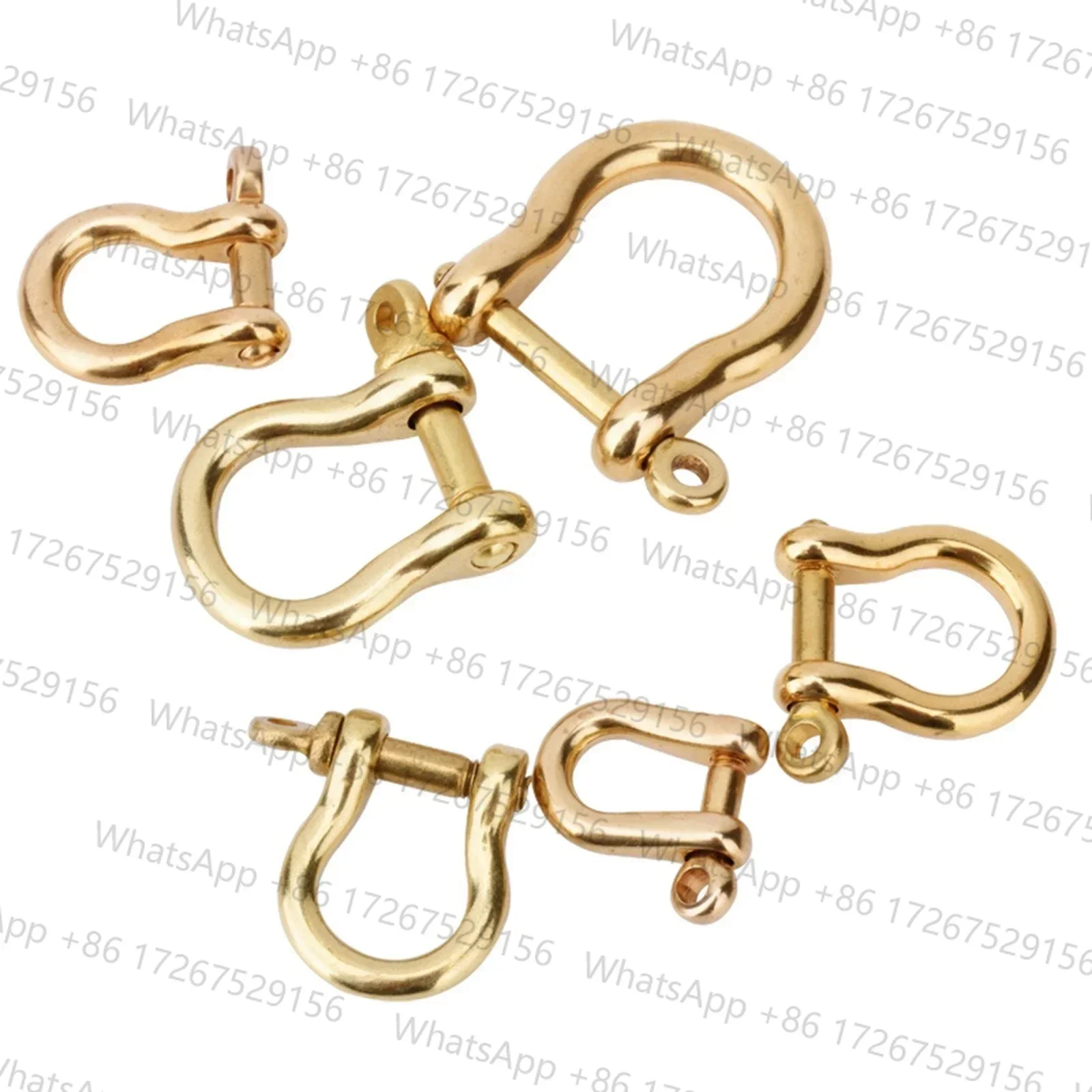 10pcs 6/7/10/15mm Solid Brass Carabiner D Bow Shackle Fob Keychain Hooks Screw Joint Connector Buckle U-shape Decor Leather Belt