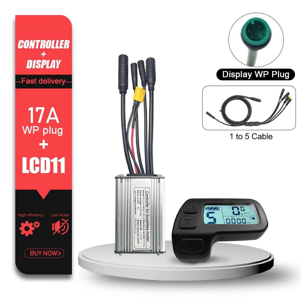 Elektrische Fiets KT Controller 36V 48V 17A-30A Waterdichte Stekker met Licht Functie LCD Display 250W-1000W Motor