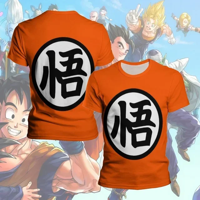 Zoon Goku Super Saiyan Oversized T-Shirts Jongen Kinderkleding Drakenbal Met Korte Mouwen Z T-Shirt Wit Zwart Oranje Ademende Trui