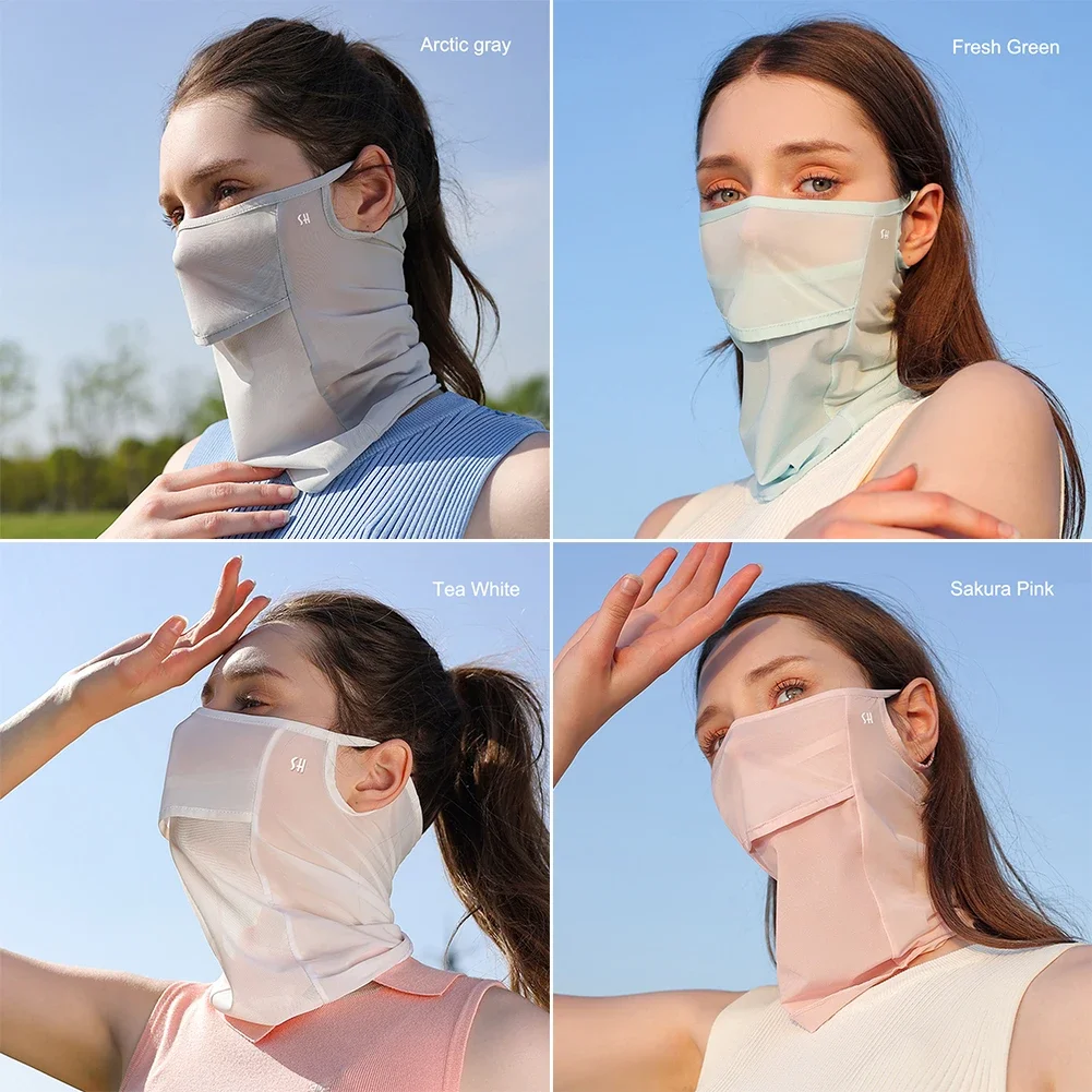 Ice Silk Full Face Sun Protection Mask Breathable Running Sports Mask Soft Anti Ultraviolet Face Scarf for Outdoor Golf Supplies