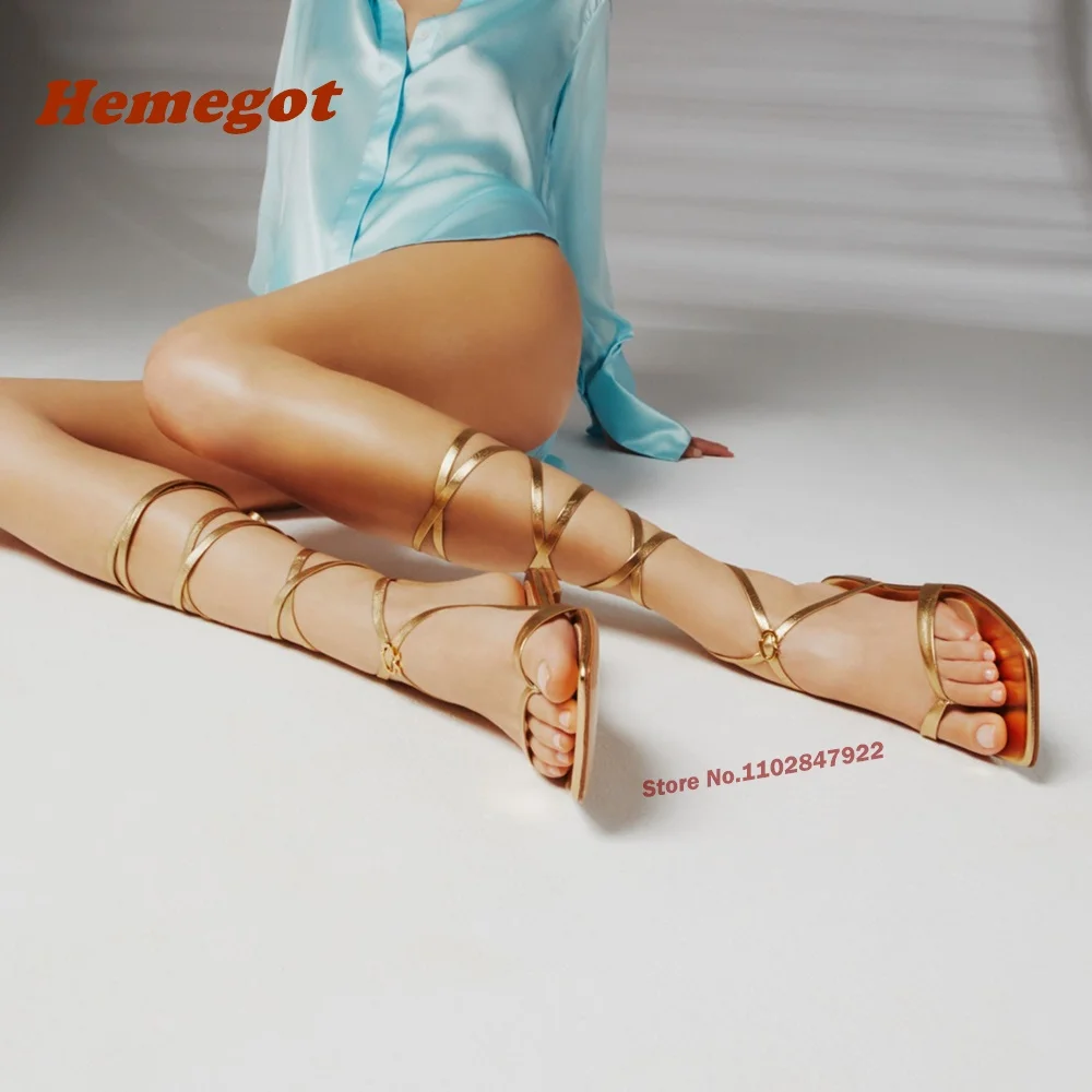 Pinch Toe Cross Strap Sandals Flat with Square Toe Gold Lace Up Summer Sandals for Female Newest Plus Size 42 Runway Shoes Sexy