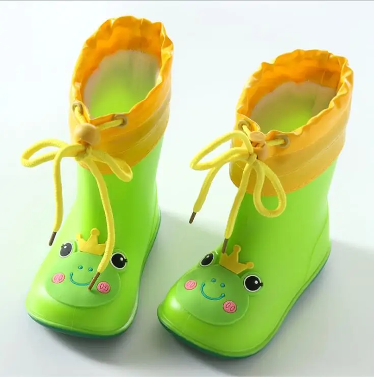 

Wide Round Toe Children Rainboots Baby PVC Rubber Waterproof Kids Water Shoes Lovely Cartoon Rain Boots Four Seasons Removable