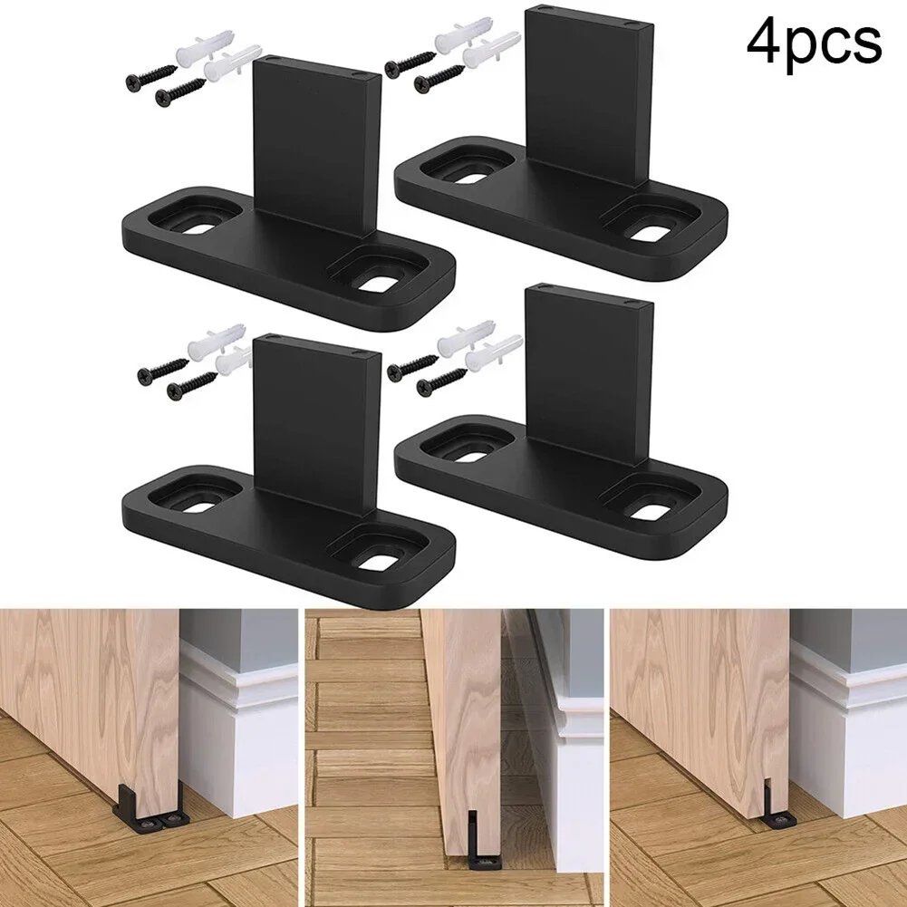 4PCS Sliding Door Slides Rails Barn Door Floor Guide Stay Roller For Sliding Barn Door Bottom Swing Stopper Hardware Accessories