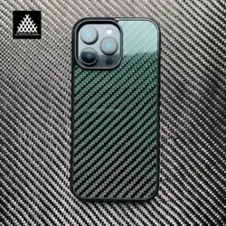 Green Magnetic Real Woven Carbon Fiber Phone Case for iPhone 17 16 15 14 13 12 11 Pro Max 16+ 15+ 14+ plus with Magsafe Charging