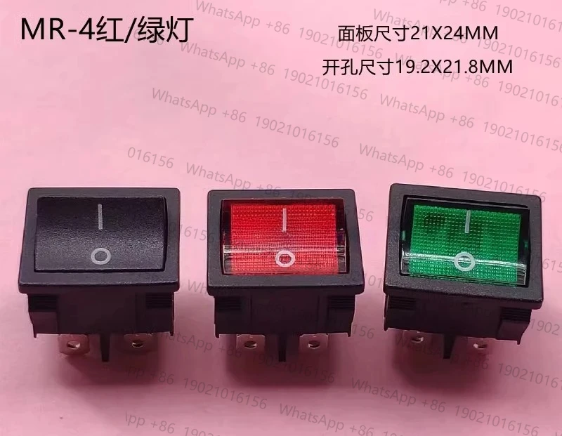 

10pcs Taiwan imported Macroboat type switch MR-4 four legged with red/green light power switch 21X24mm