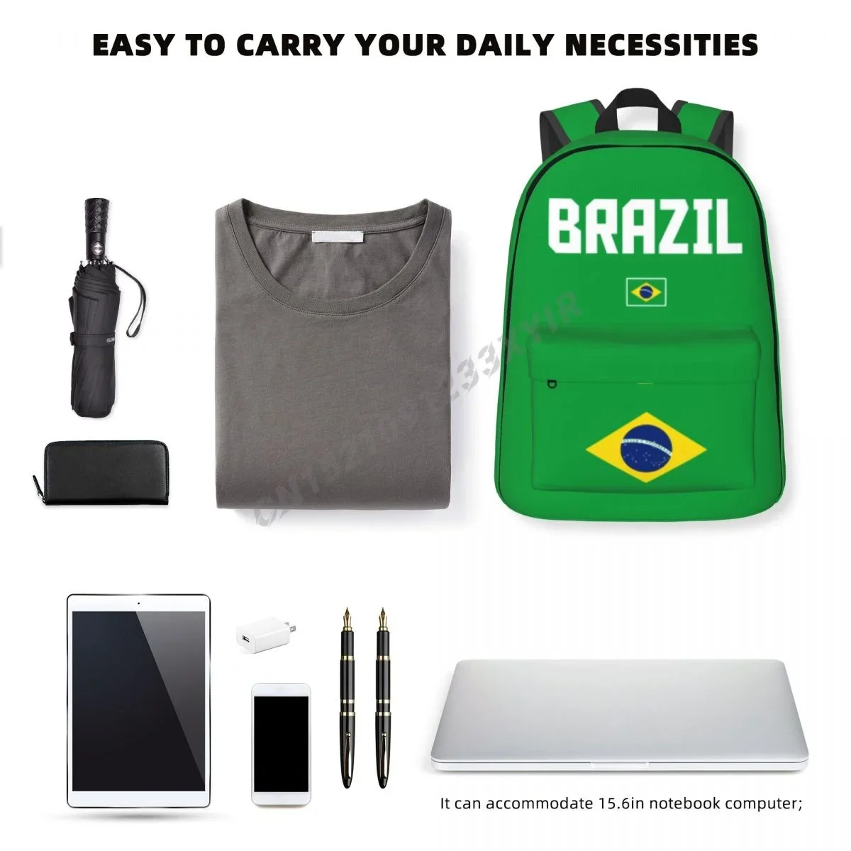 Custom Bag Unisex Backpack Brazil Flag Brazilian Stitch Schoolbag Messenger Bag Case Laptop Travel Bag Mochila Gift