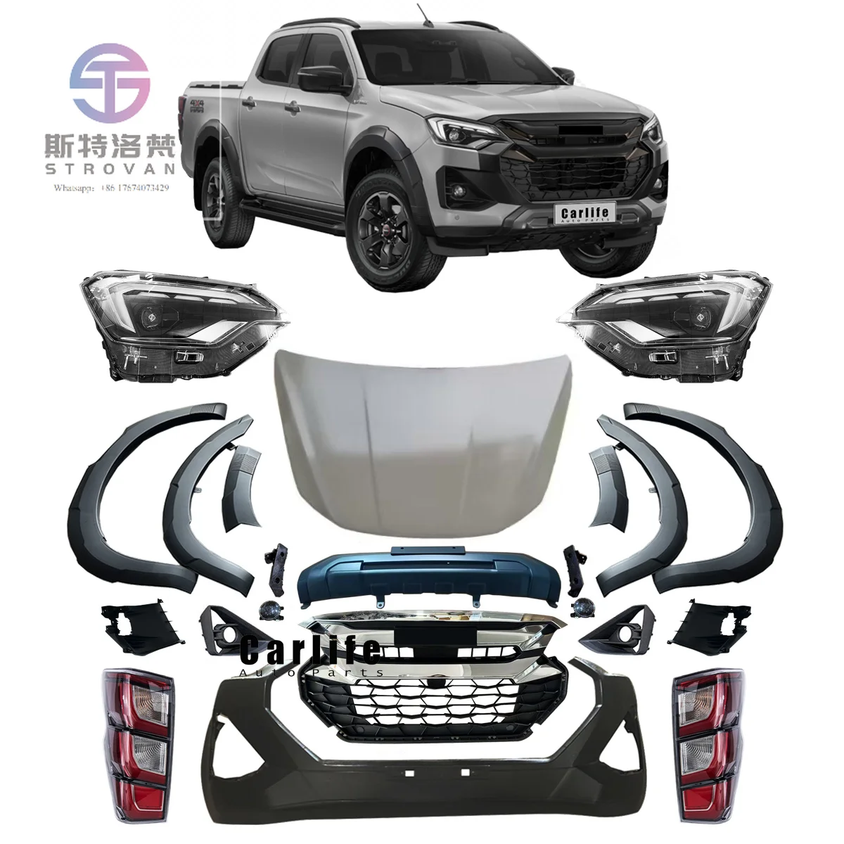

New Arrival Car Upgrade Bumpers Body Kit for ISUZU 4X4 D-max 2019-2023 Change to 2025 V CROSS Model.