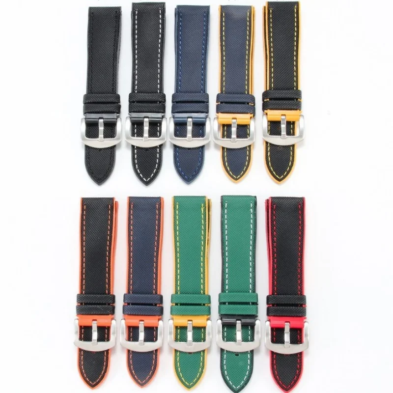 for IWC Pilot Mark Tissot Omega 18 Portuguese Tudor Breitling Nylon Rubber Bottom Watch Strap Watchband 20mm 22mm view 5