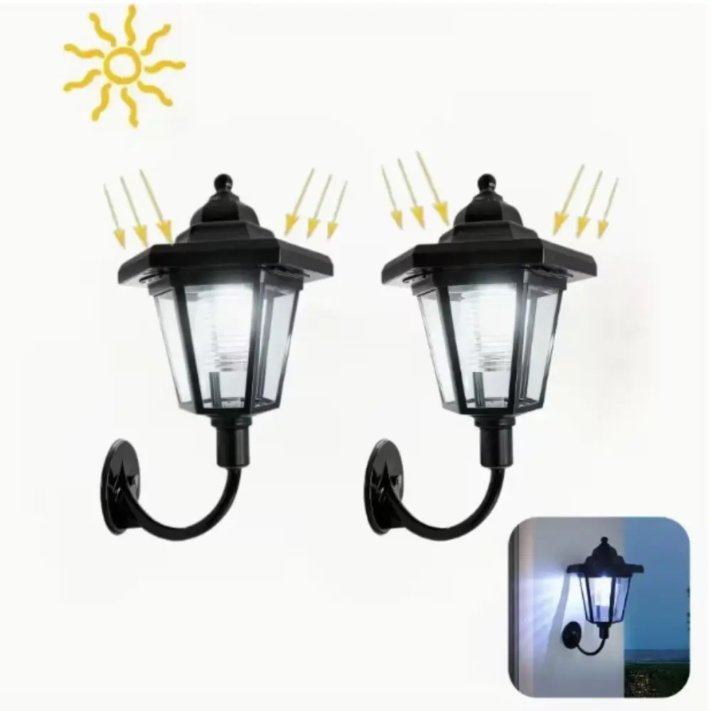 Waterproof Solar Wall Light Solar Energy IP65 Hexagonal Wall Light Outdoor Rated Decorative Design Wall Sconce Garden Lighting