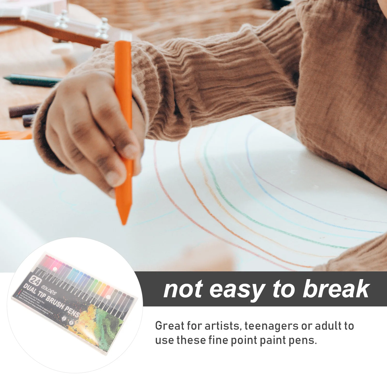 

24Pcs Paint Marker Pens Set Double Tip Fine and Thick Points for Wood Ceramic Glass Fabric Canvas Drawing Journaling