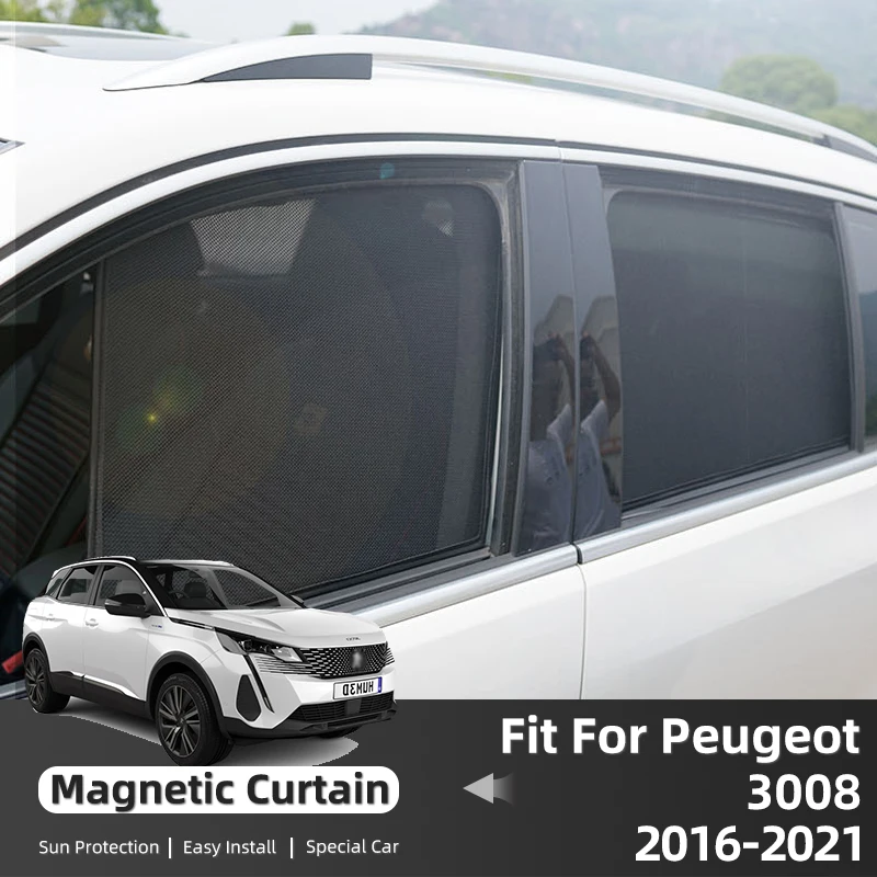 For Peugeot 3008 P84 2016-2023 Rear Side Window Sun Shade Visor Car Sunshade Shield Magnetic Front Windshield Mesh Curtain