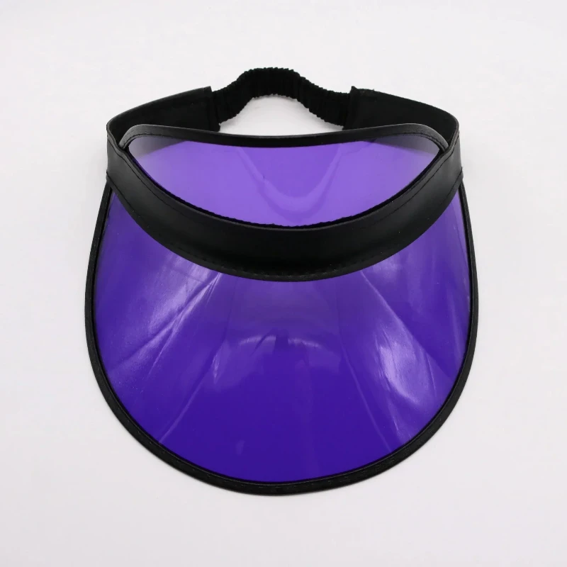 

Hot Sales Outdoor Adult Unisex Visor Hat for Women Sunshade Hat With Purple Plastic PVC Sun Visor Hat Empty Top Golf Caps