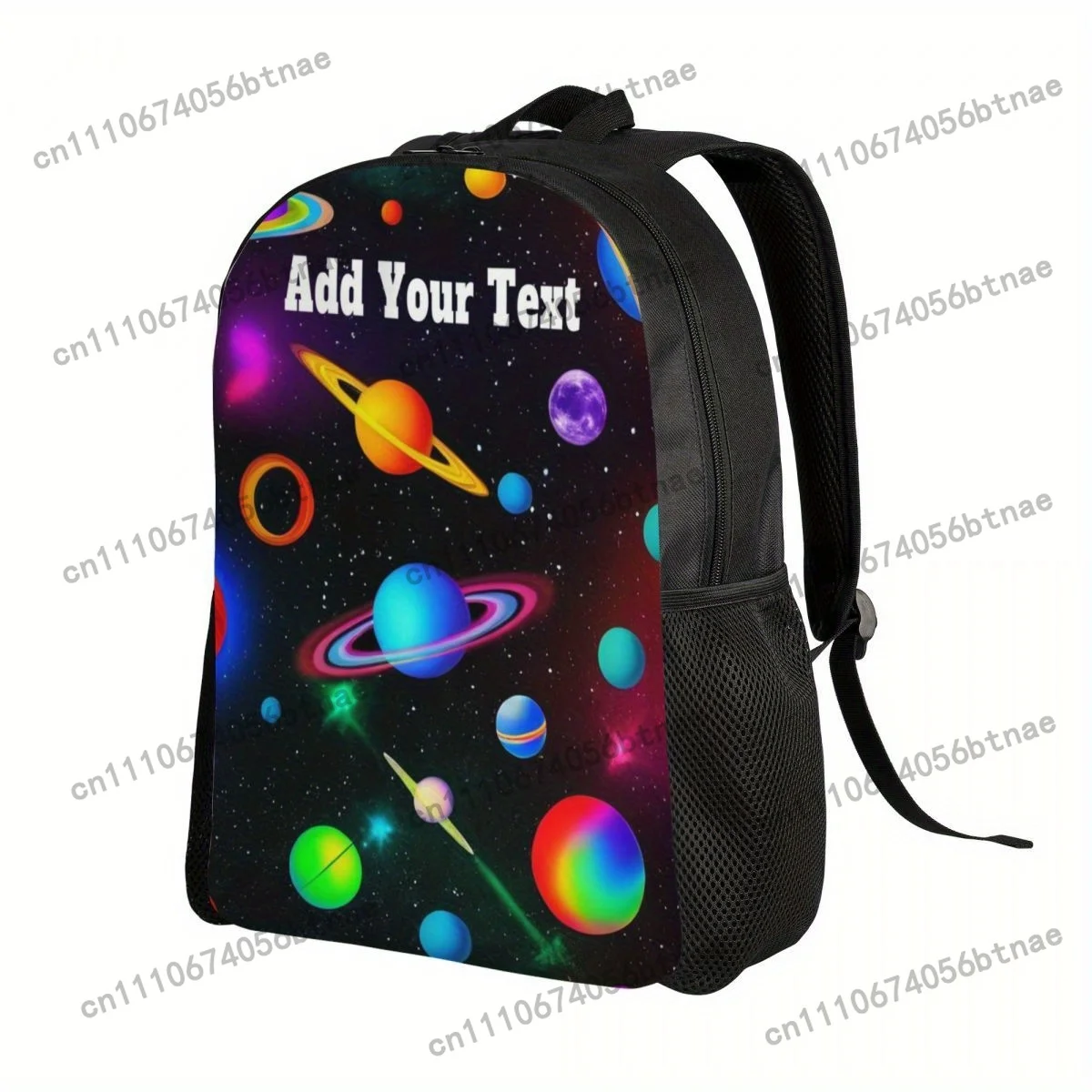 Personalized Space Planet Backpack - Large Capacity, Durable Polyester, Custom Photo & Logo Design - Perfect For Travel & Laptop