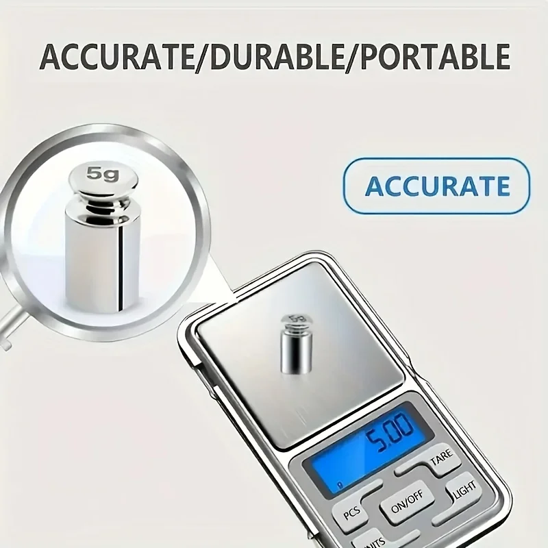 مقياس جيب صغير عالي الدقة 500 جرام/0.01 جرام، مقياس مجوهرات رقمي دقيق مع شاشة LCD، محمول مدمج لسهولة الحمل