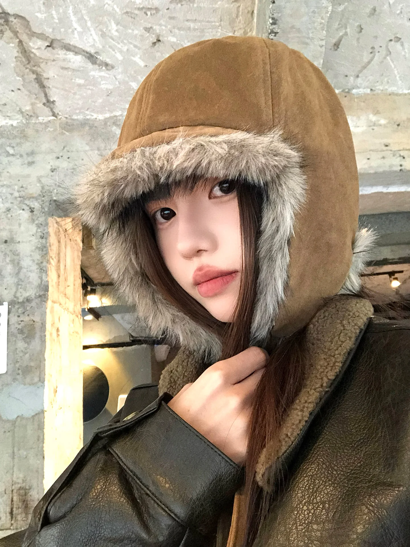 Retro Suede Cap Women Winter Thick Warm Flight Hat Northeast Riding Cold Protection Ear Capsule Style Foldable Soft Brim