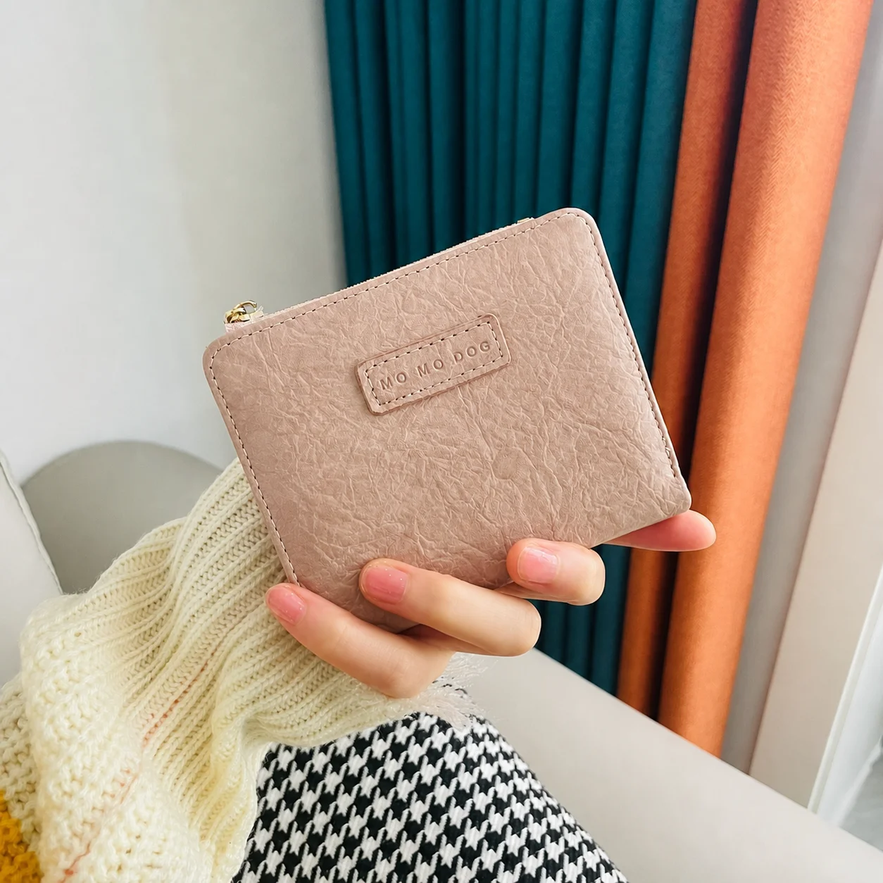 Women Short Wallet PU Leather Small Purse Multi-Slots Card Holder Zipper Coin Purse Pocket Foldable Card Holder Money Bag