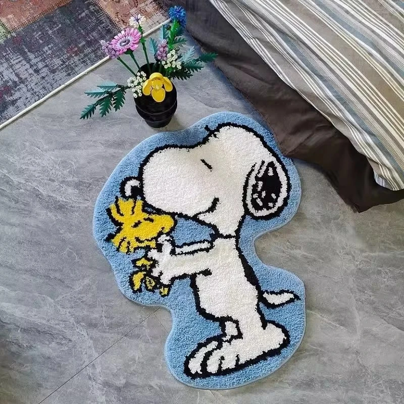 

50-60cm Snoopy Cushion Anime Bathroom Cute Cartoon Non-slip Kawaii Faux Cashmere Absorbent Carpets Living Room Mat Christmas