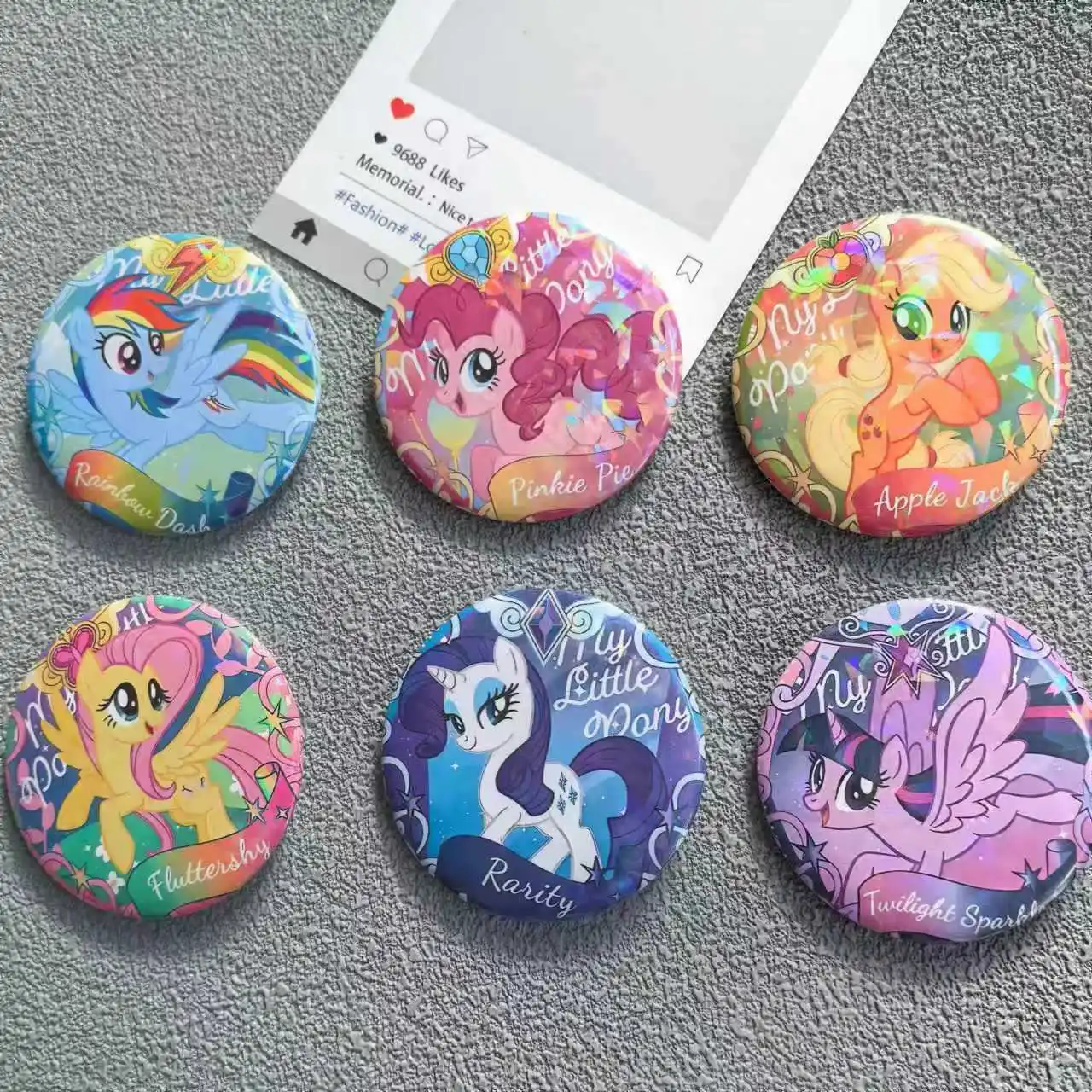 My Little Pony Badge Laser Star Fantasy Brooch Metal Bottom Anime Copper Paint Brooch Accessories Decoration