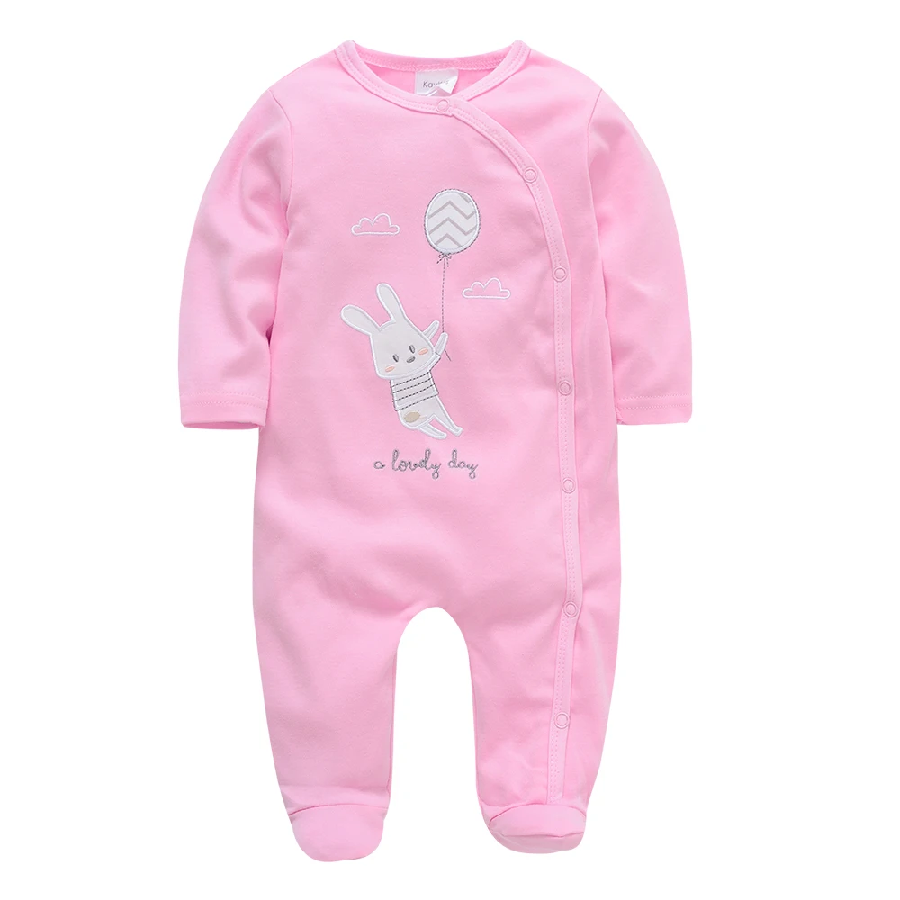 3 Pieces Set Baby Girls Romper 100% Cotton Kids Clothes Rabbit Pink Overalls Newborn Pajamas Baby Girls Clothes 0-12 Months