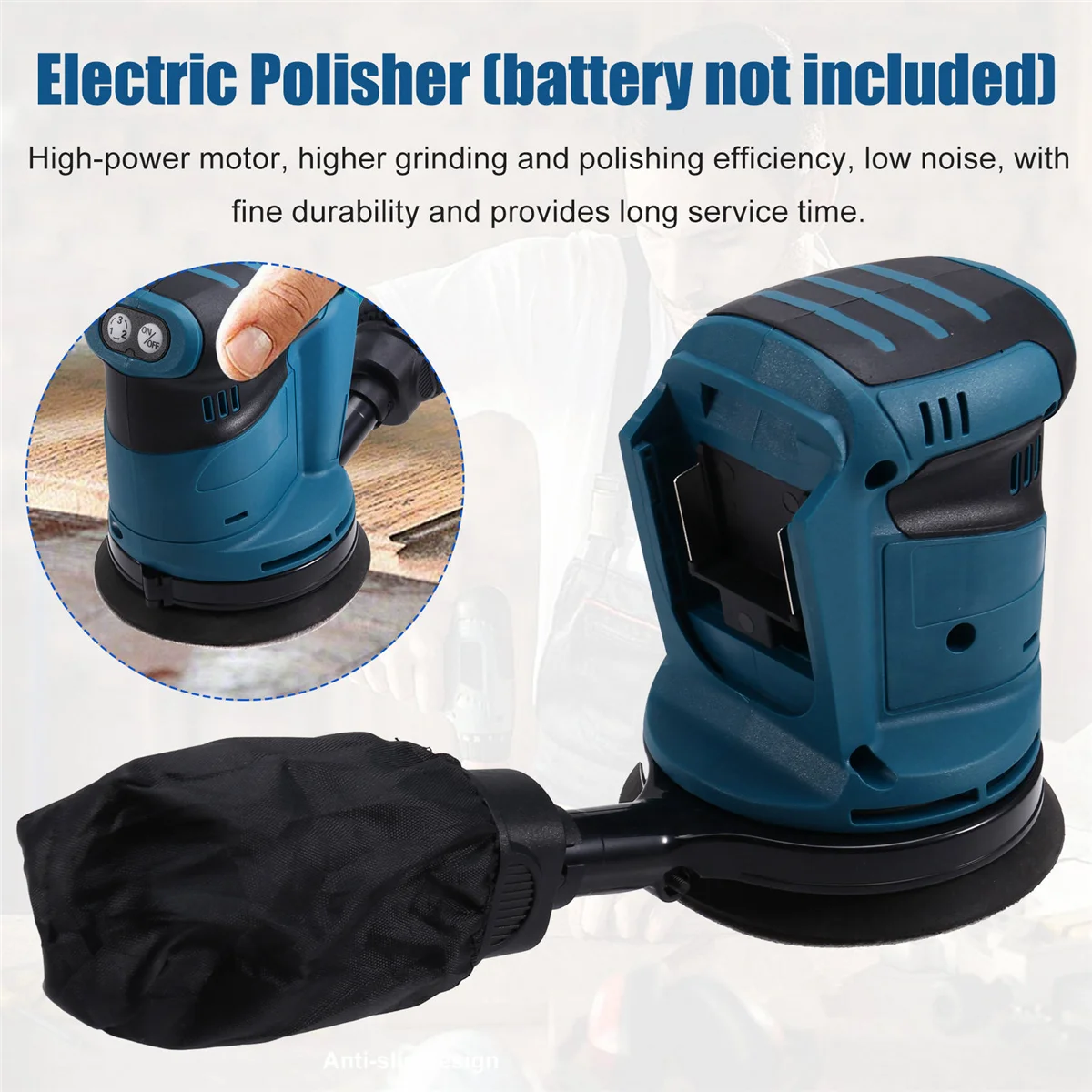 2025 New For 18V Battery Cordless Polishing Machine 125mm Wood Grinder Metal Car Waxing Polishing Machine Wood Grinder