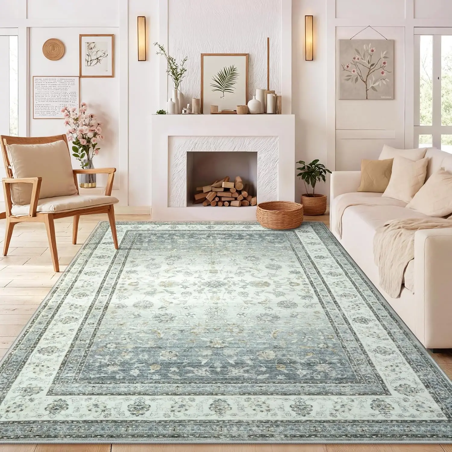 Vintage Pink Flower Decoration Carpet Mat Living Room Bedroom Tea Table Mat Carpet Home Living Room Decoration Traditional