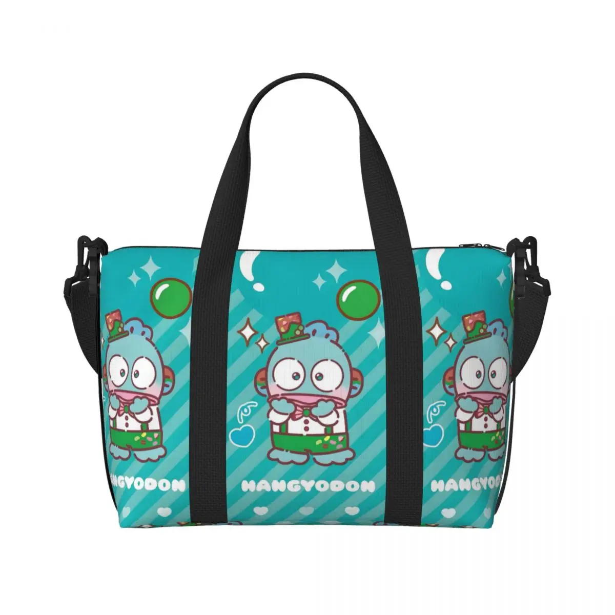 

Custom Kawaii Hangyodon Tote Bag Women Large Capacity Classical Printing Animal Beach Gym Travel Bags