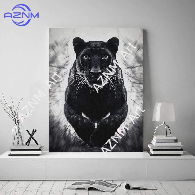 Black Panther Wild Jumping Panther Animal Art Poster Canvas Painting Wall Art Printing Images Living Room Home Decoration