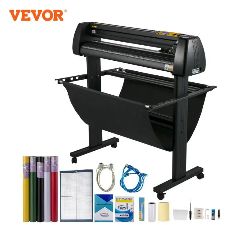 VEVOR 34Inch Vinyl Cutter Plotter 780mm Cutting Width Sign Printer Machine w/ Paper Basket LCD Display Signmaster Software