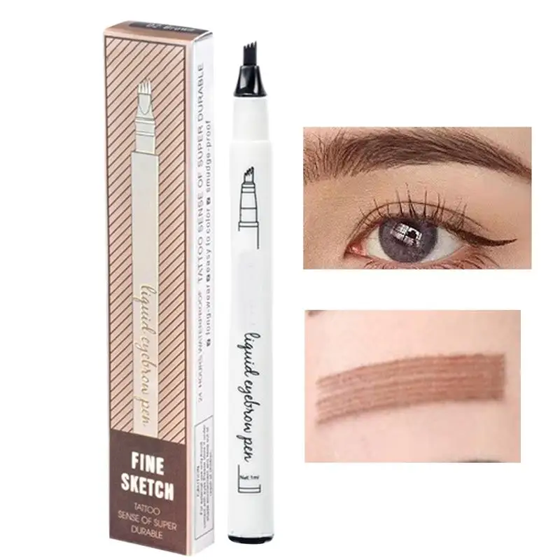 Microblading Eyebrow Pen 4 Fork Tip Eyebrow Tattoo Pencil Long Lasting Fine Sketch Liquid Eye Brow Make Up Eyebrow Tattoo Pencil