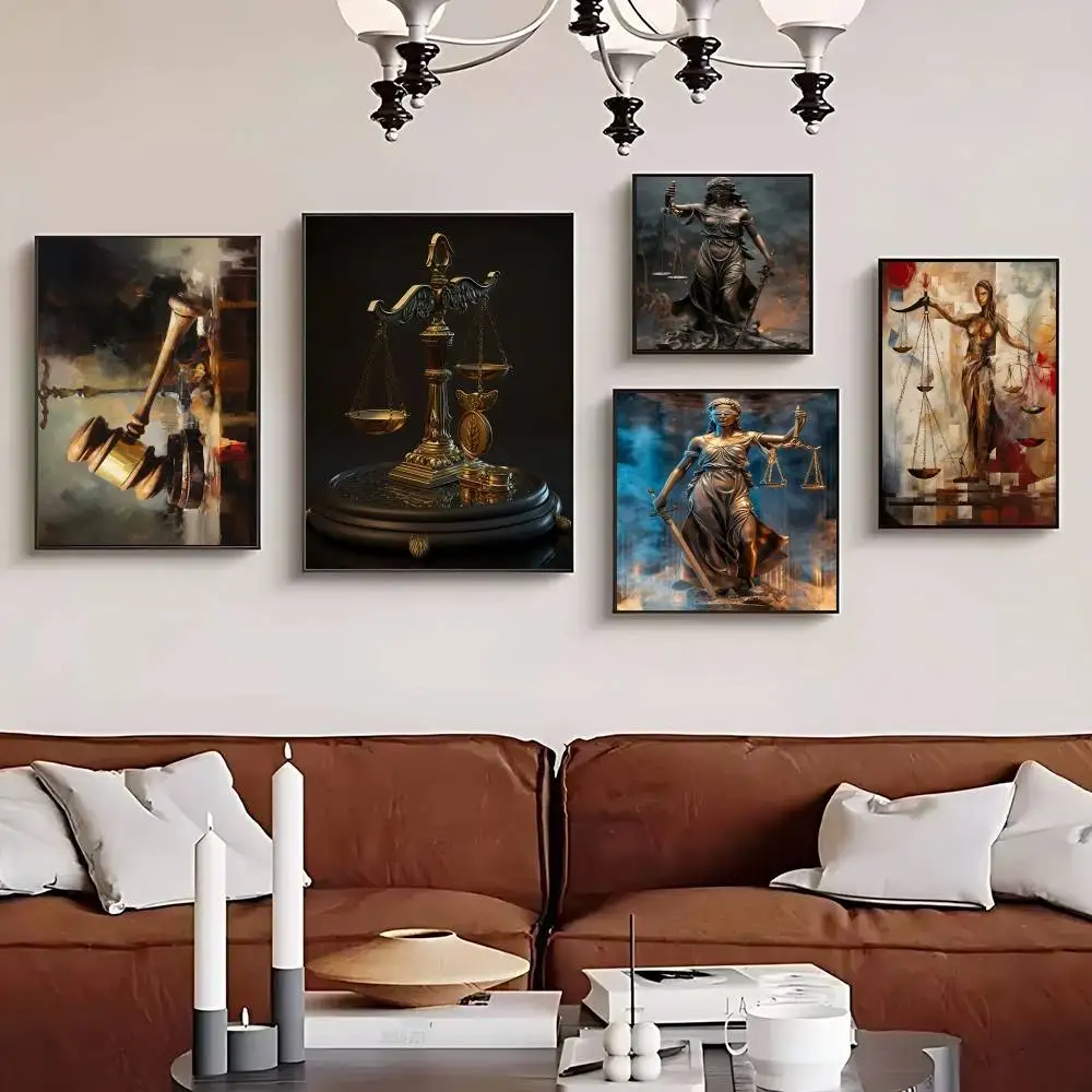 Scales Of Justice Goddess Of Justice Poster Kraft Club Bar Paper Vintage Posters Wall Art Painting Bedroom Study Stickers