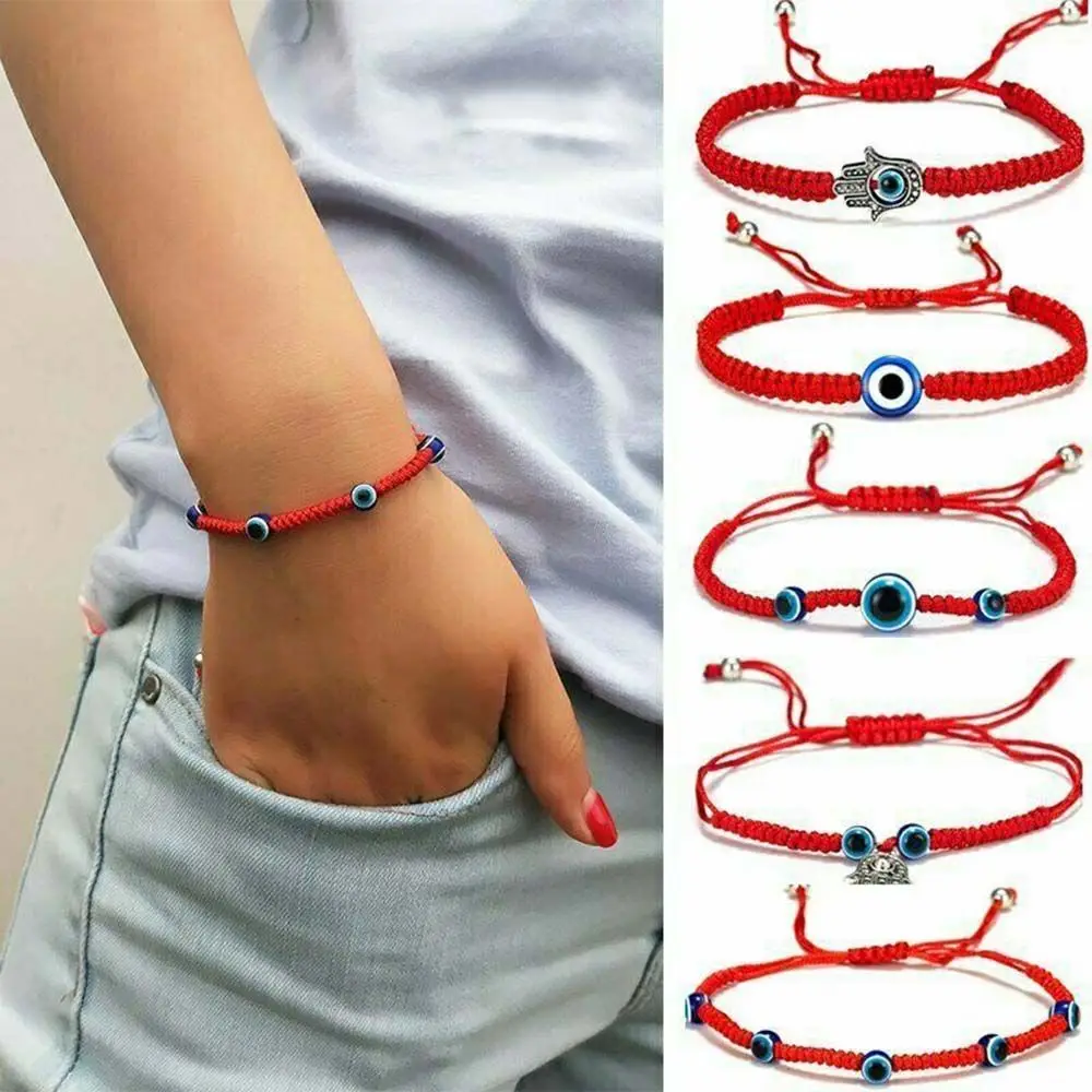 1 Pcs Braided Red Thread Bracelets For Women Men Turkish Eye Beads Lucky Red String Woven Bracelet Jewelry Fashion Gifts