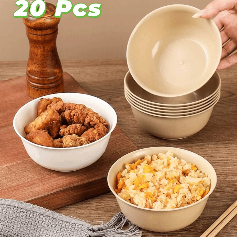 20PCS Rice Husks Disposable Rice Bowl Thickened Heat-Resistant Party Bowl Eco-Friendly Biodegradable Fried Chicken Bowl Banquet