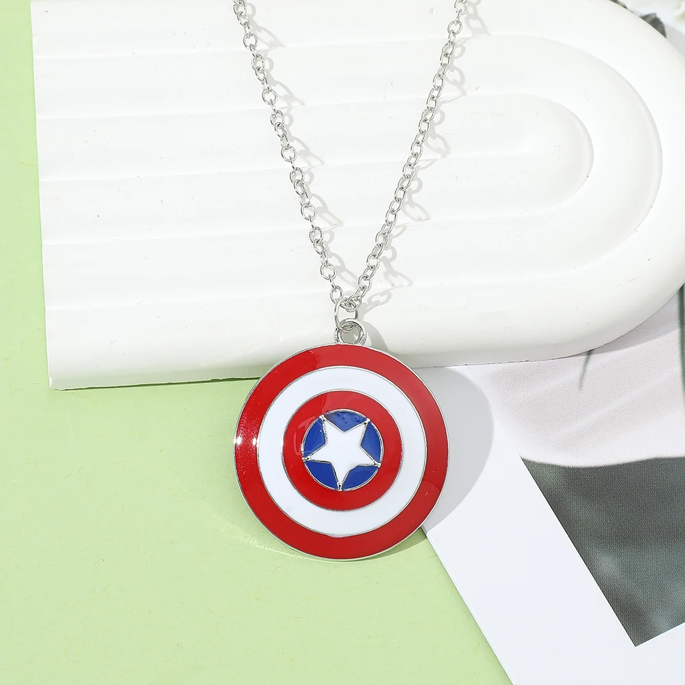 Captain America Shield Anhänger-Halskette, Superhelden-Mode, Punk-Stil, Cosplay-Schmuck für Damen und Herren, trendiges Accessoire – Detail 7