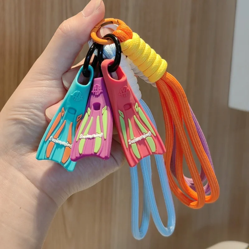 Scubas Diving Fin Keychain New DIY Diving Keychain Silicone Multipurpose Keyring Hanging for Key Backpack Diving Enthusiast Gift