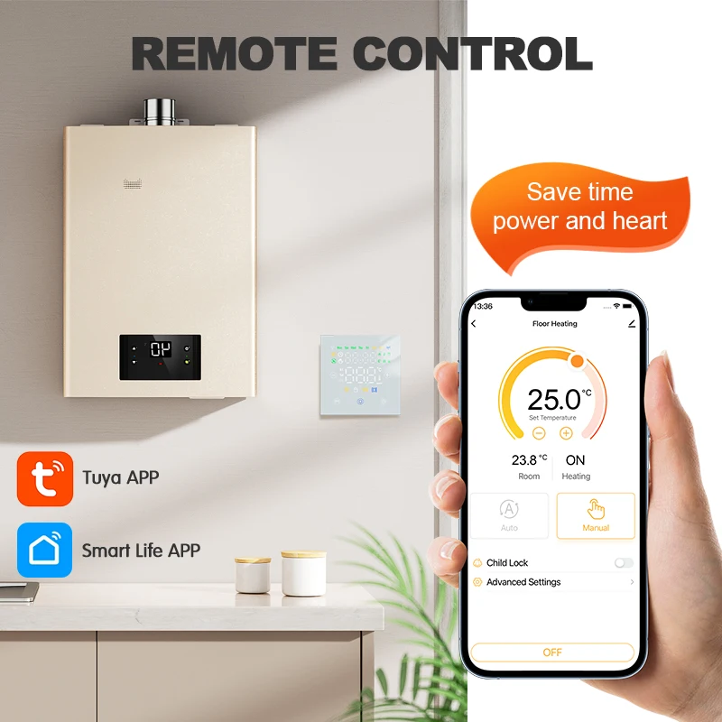 Controlador de Temperatura Elétrico Inteligente, WiFi, Aquecimento Tuya, Água, Caldeira a Gás, Termostato de Piso, Tecla de Toque, Voz, Alexa, Google Home