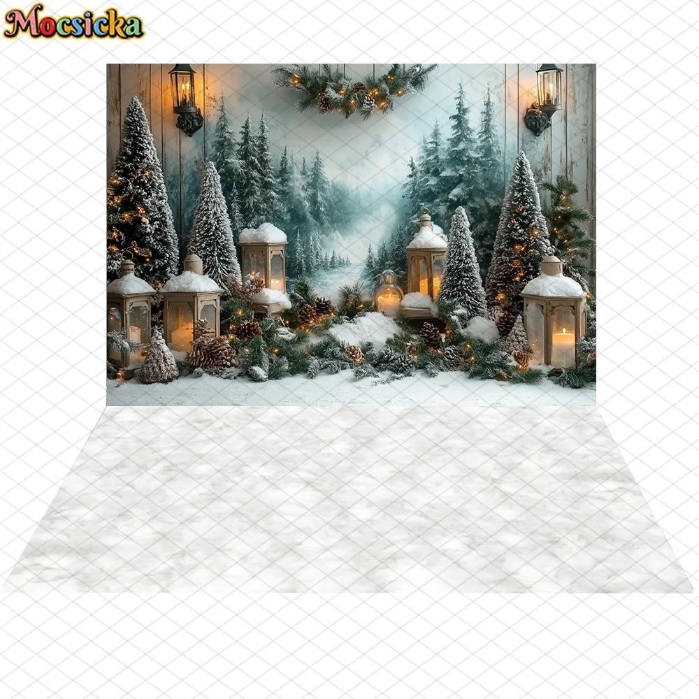 Mocsicka Weihnachten Hintergrund Winter Schnee Hause Weihnachten Baum Ölgemälde Wand Dekoration Familie Urlaub Party Foto Hintergrund Banner