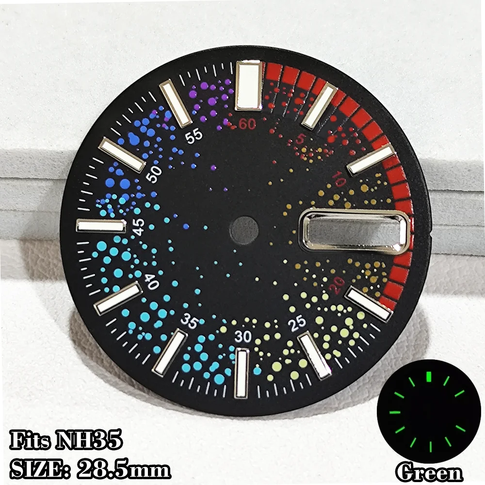 

NH36 28.5mm Dial NH36 Movement With Dial Double Calendar Luminous Watch Accessories NH36 Watch Dial ﻿Accessories Rainbow dial