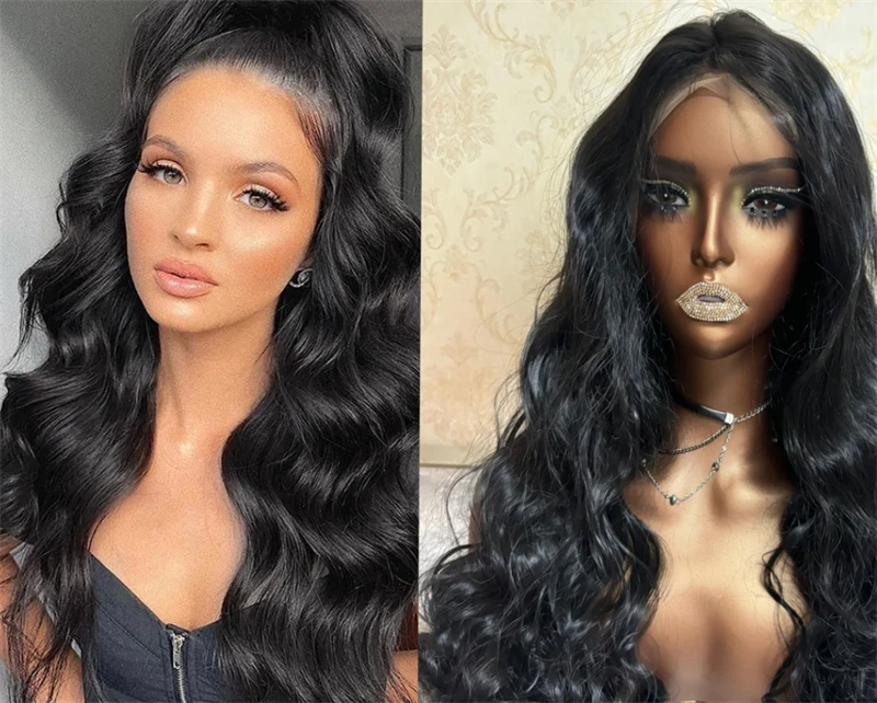 Synthetic Lace Front Wigs Human Hair Black Water Wave Lace Front Wig HD Transparent Lace Frontal Human Hair Wig For Black Women