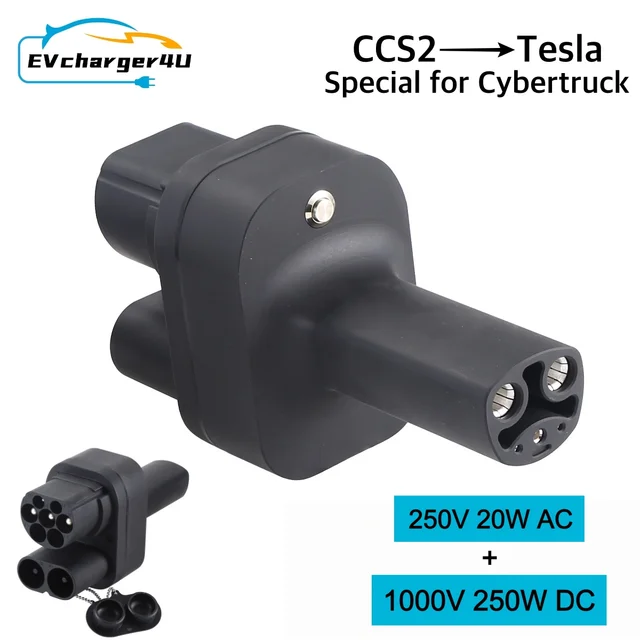 EVcharger4U dla Tesla Cybertruck CCS2 do NACS Adapter EV 250KW DC 8KW AC Fit Model 3/X/Y CCS2 Adapter Combo Support CCS2 Type2
