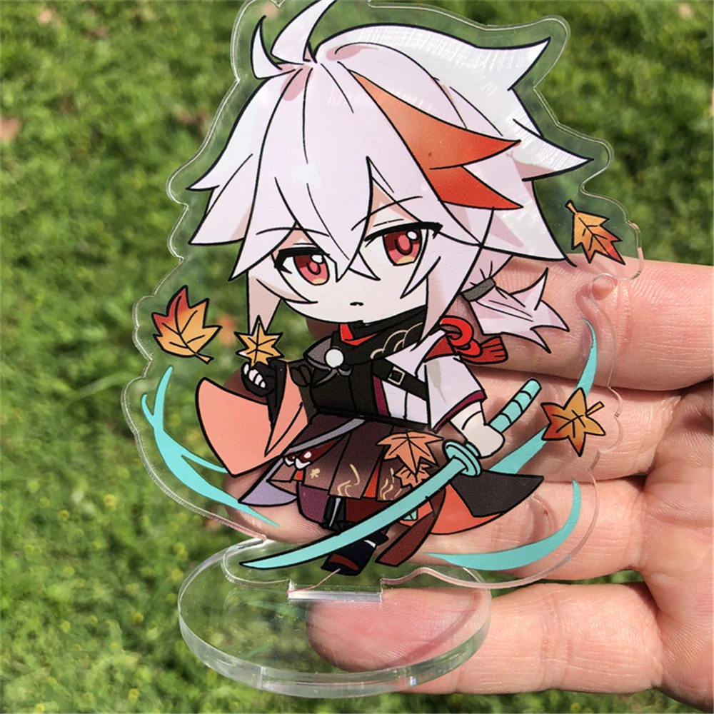 10cm Game Genshin Impact Kaedehara Kazuha Qiqi Hu TaoSangonomiya Kokomi Cosplay Costume Figure Badge Stand Plate Accessories